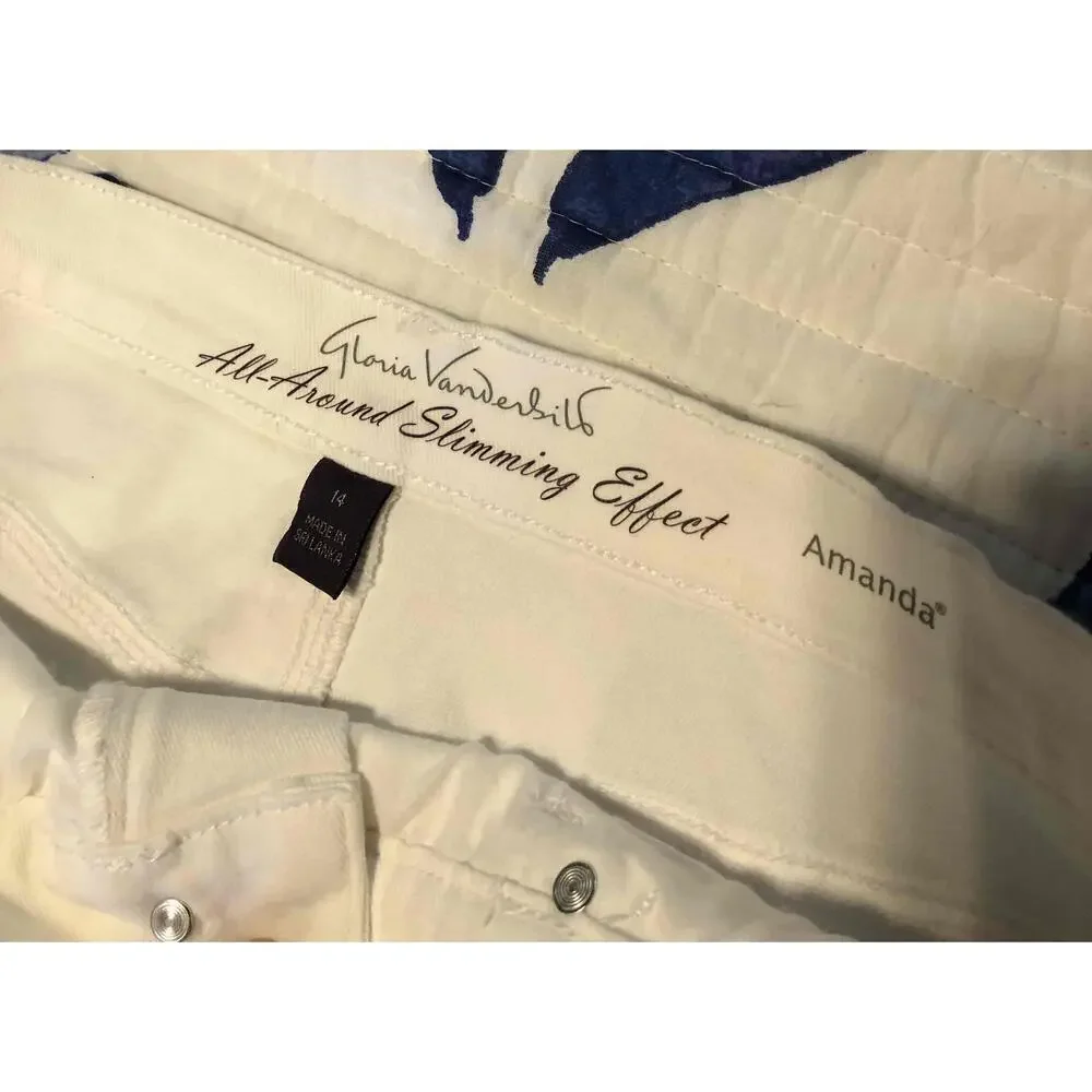 Gloria Vanderbilt White Amanda All Around Slimming Effect Shorts Womens Size 14